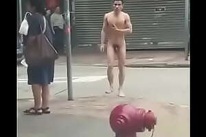 Naked Asian guy public