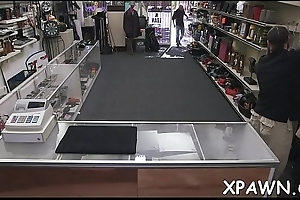 Sexy harlot does not secretly having sex in shop