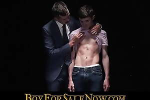 Gorgeous slave boy gets jerked off and fucked hard by master -BOYFORSALENOW XXX video 