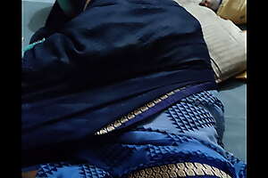 Desi curvy big ass bhabhi wearing saree lying on bed recorded by her devar as a voyeur