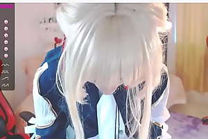 blonde hentai cosplay slattern sucks dildo exceeding webcam