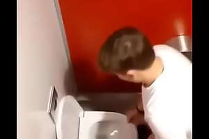 Spying guy jerking off in yield b set forth restroom
