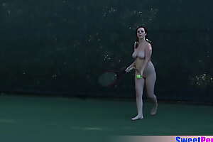 Undecorated tennis with teens Maryjane Mayhem,Miranda Miller,Lacey Channing and Xandra Sixx alfresco ends in lesbian sex